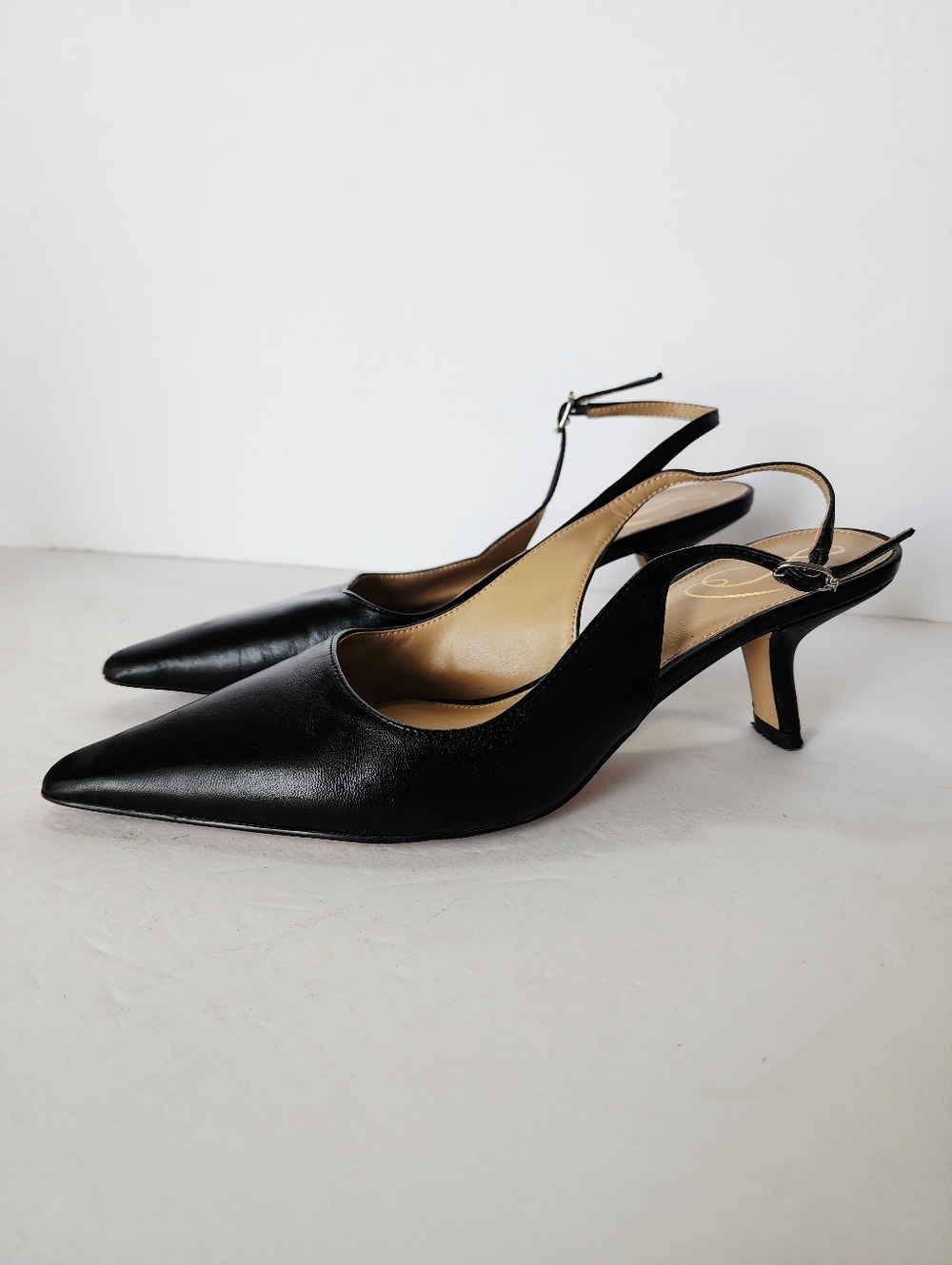 Sam Edelman Bianka Black Pointed Slingback Heels Size 8 - Picture 2 of 6